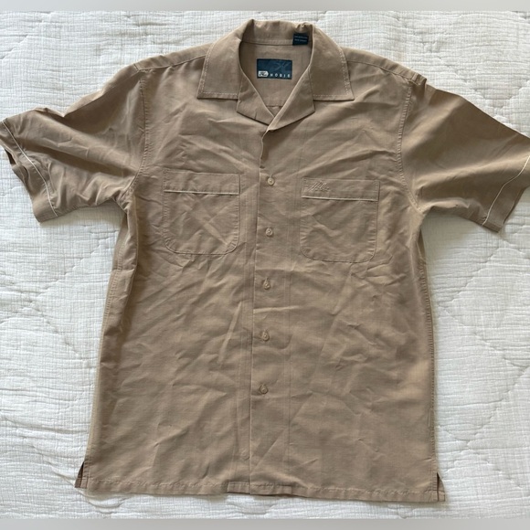 Hobie Short Sleeve Button Shirt Tan Rayon Blend Size S – Small flaw - Picture 11 of 13